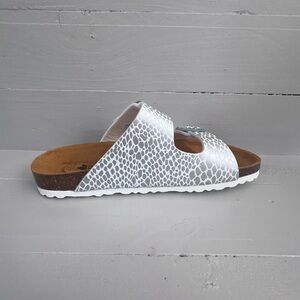 Womens Bioline Lico Sandals Slip On White Pattern US 9 EU 40 Made In Spain